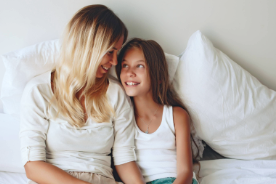 Girl with mom