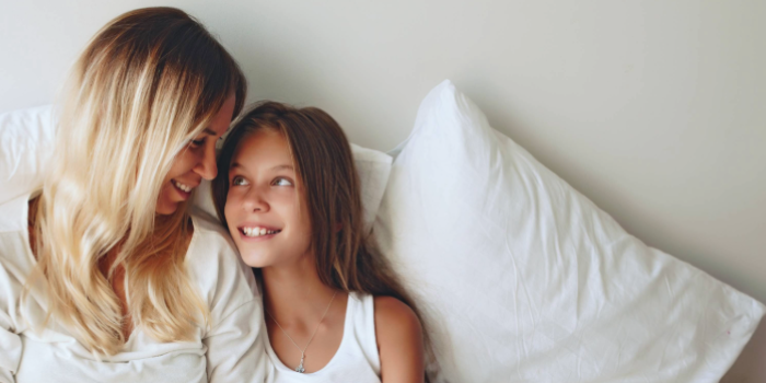Girl with mom